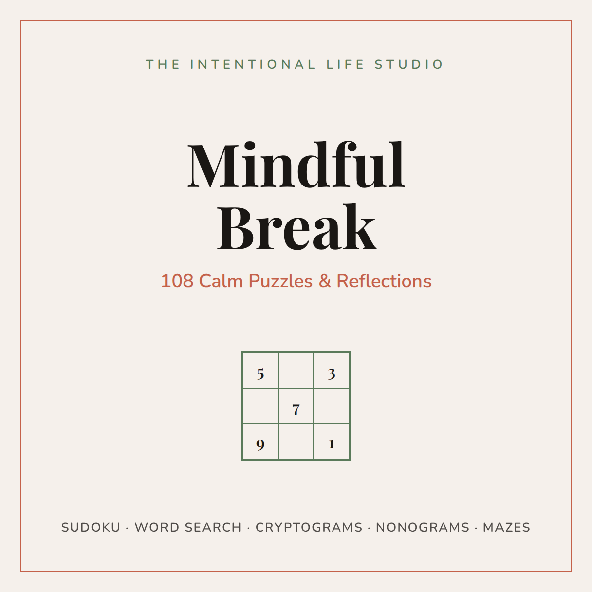 Mindful Break — 108 Calm Puzzles & Reflections cover