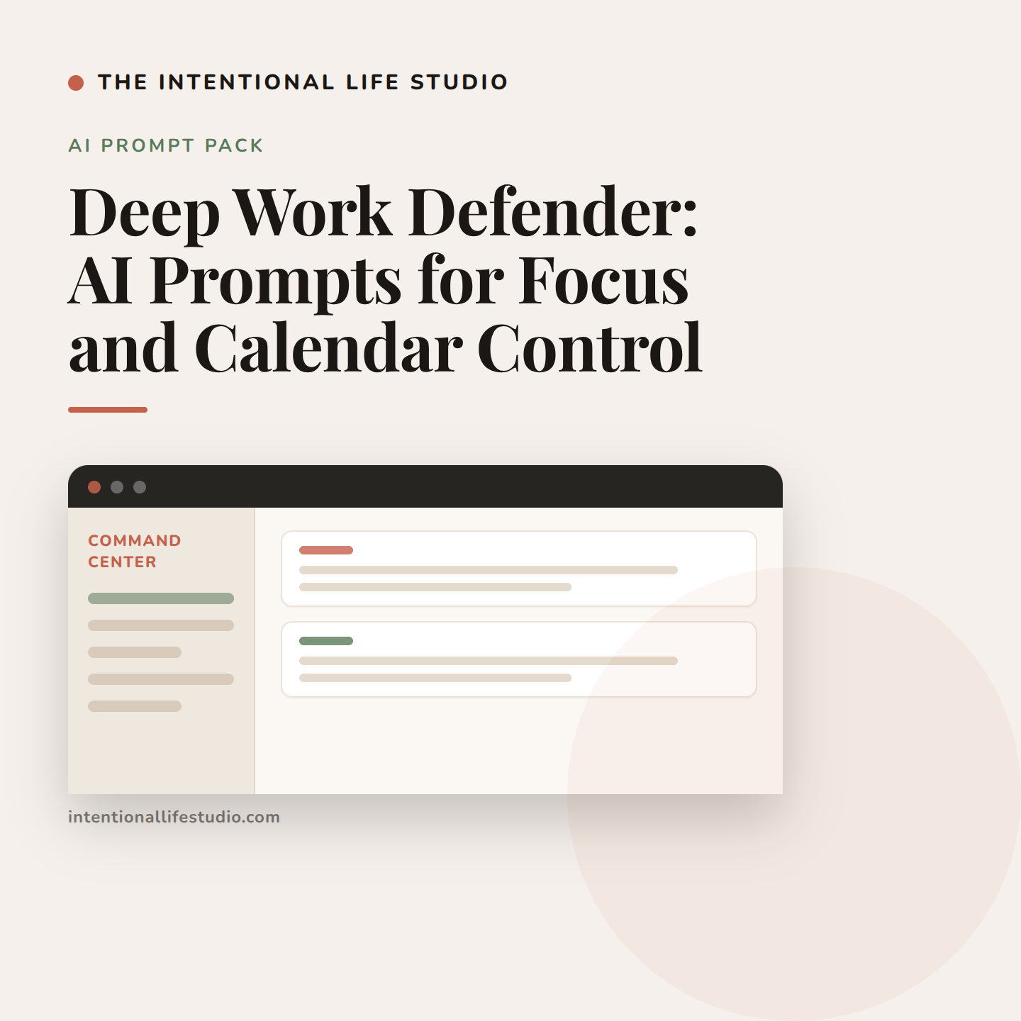Deep Work Defender: AI Prompts for Focus and Calendar Control product cover